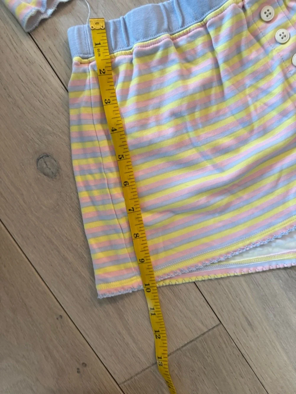 Women’s Yellow & White Striped 3-Piece Pajama Set - Long Sleeve, Pants & Shorts - Picture 5 of 9